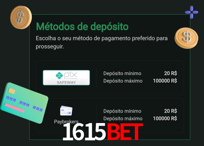 O cassino 1615bet oferece uma grande variedade de métodos de pagamento